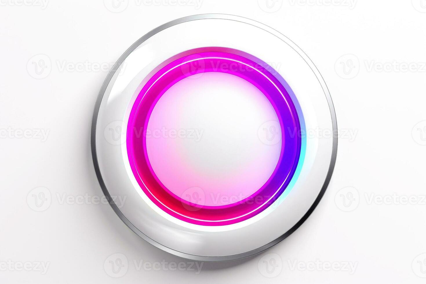 Abstract high tech multicolor button on white background, Generative AI photo