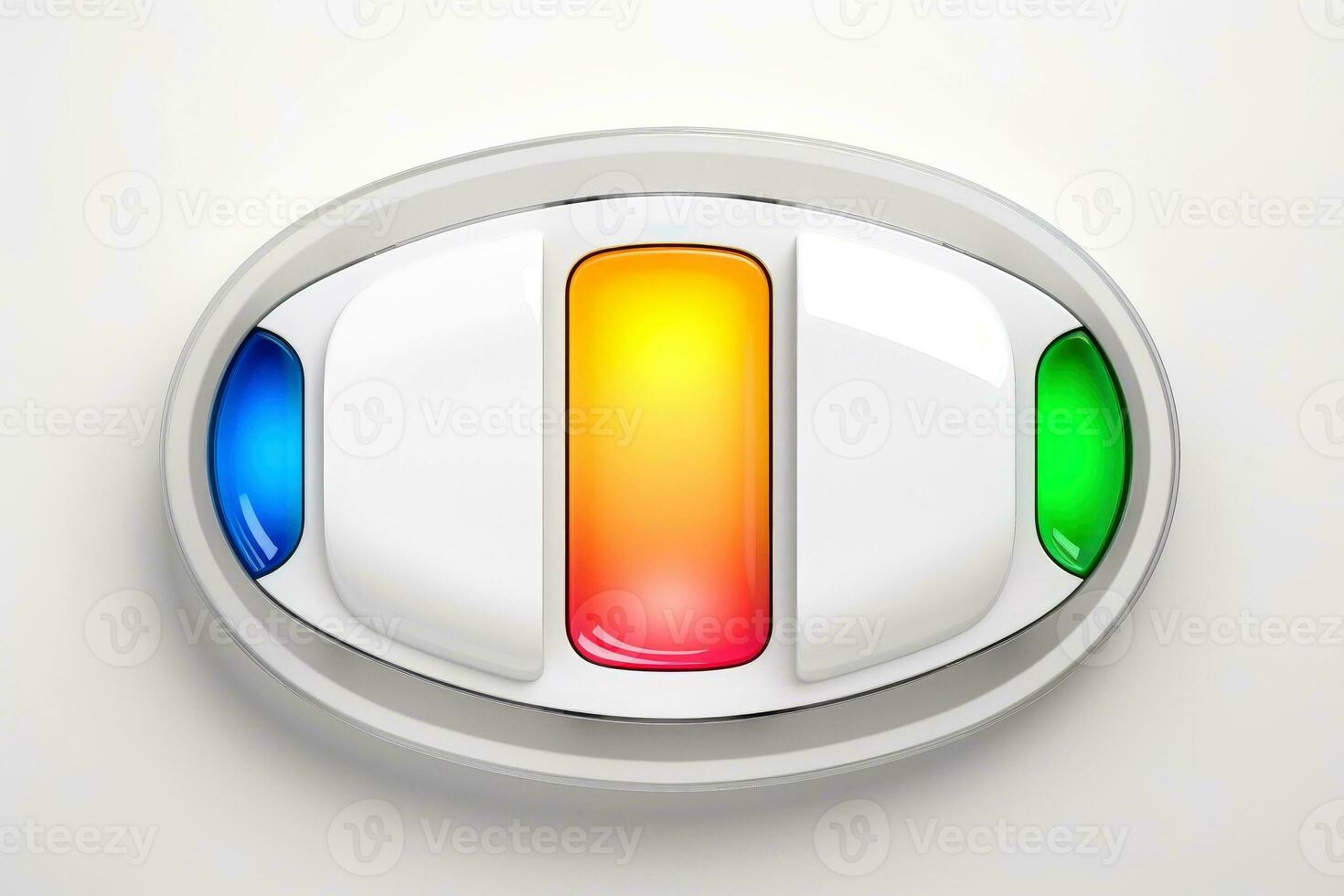 Abstract high tech multicolor button on white background, Generative AI photo