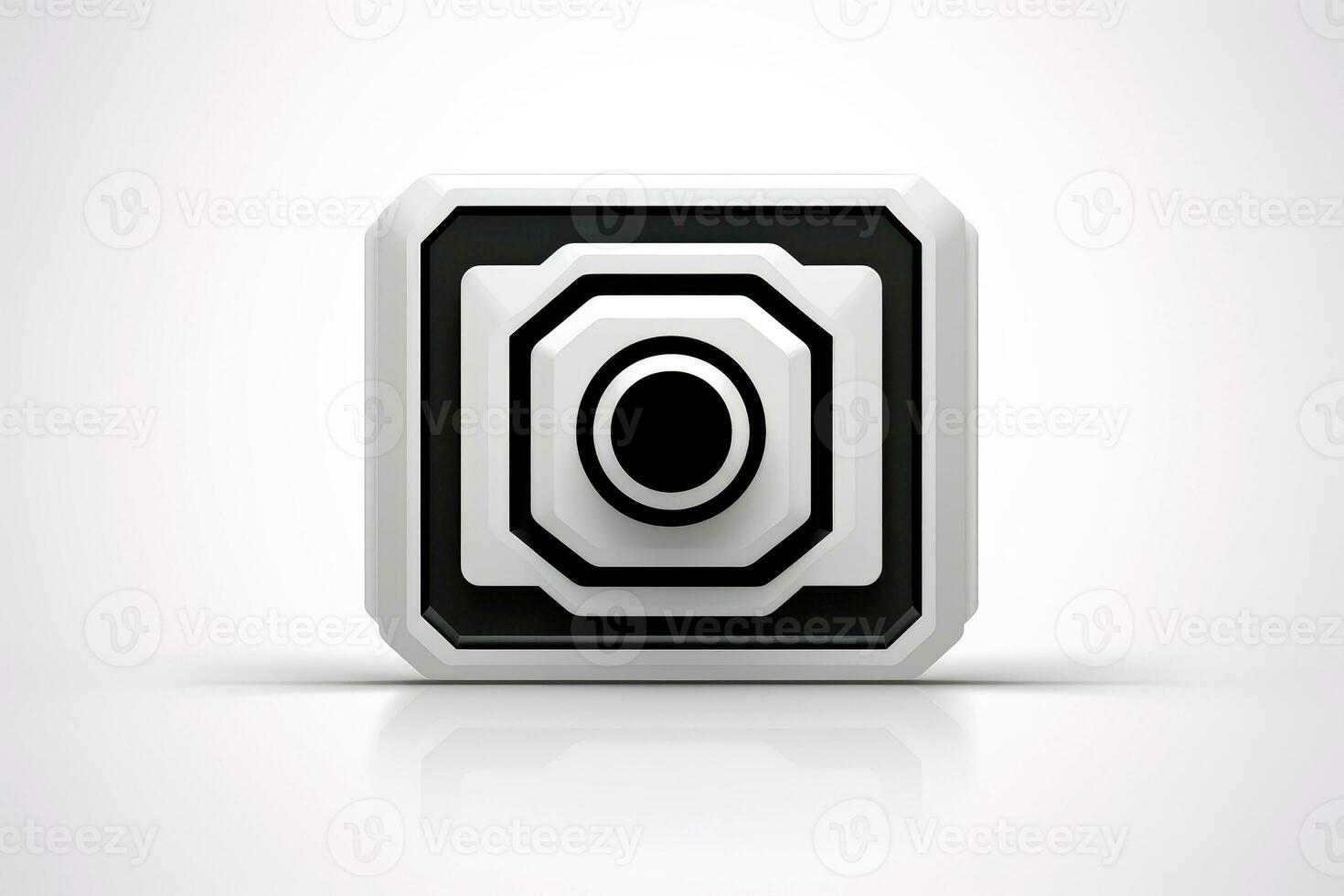 Abstract high tech multicolor button on white background, Generative AI photo