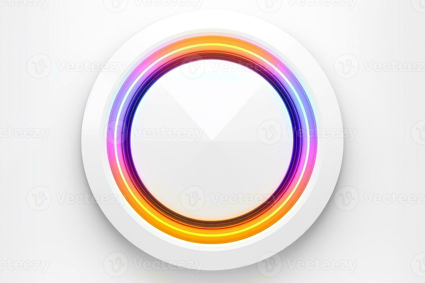 Abstract high tech multicolor button on white background, Generative AI photo