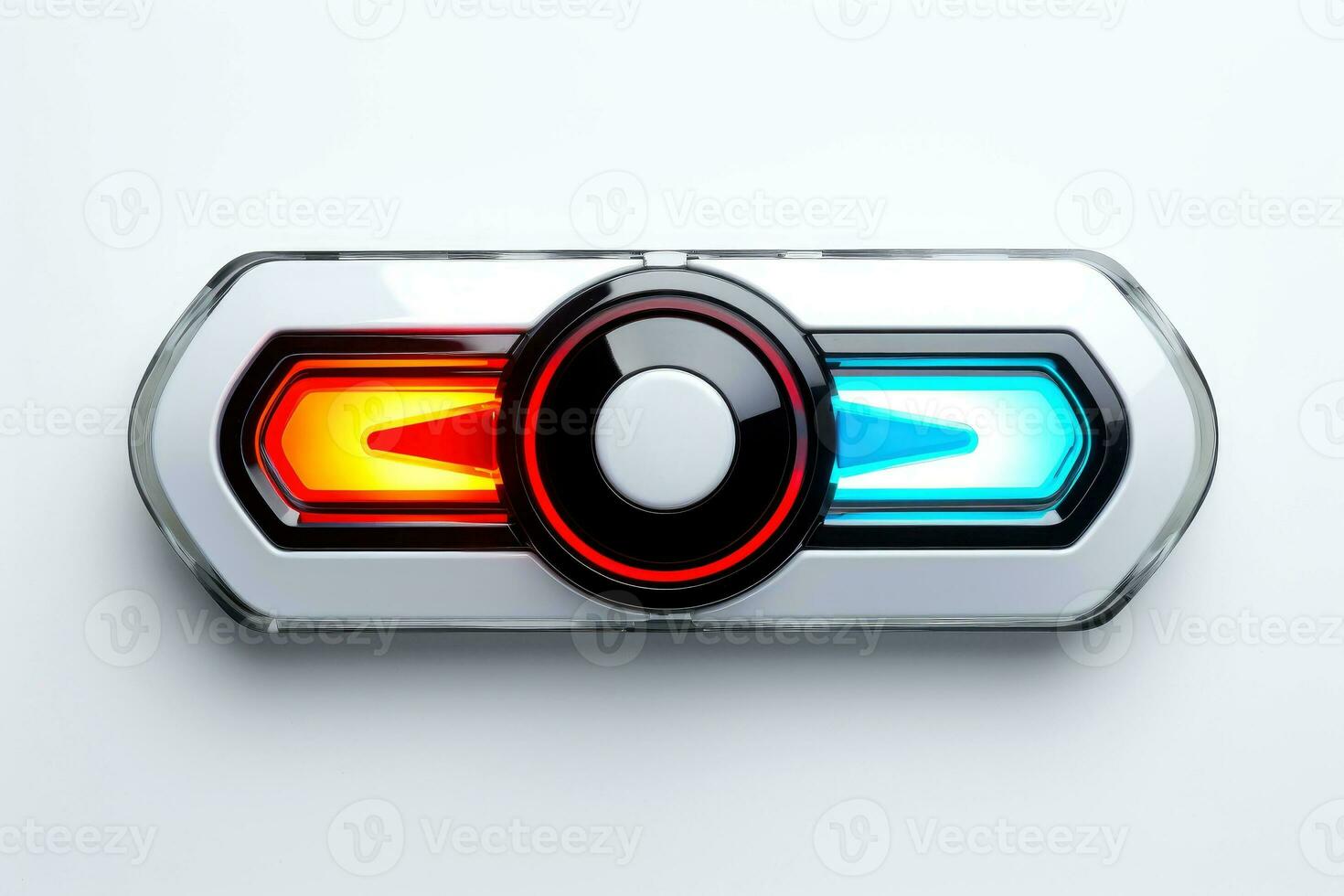 Abstract high tech multicolor button on white background, Generative AI photo