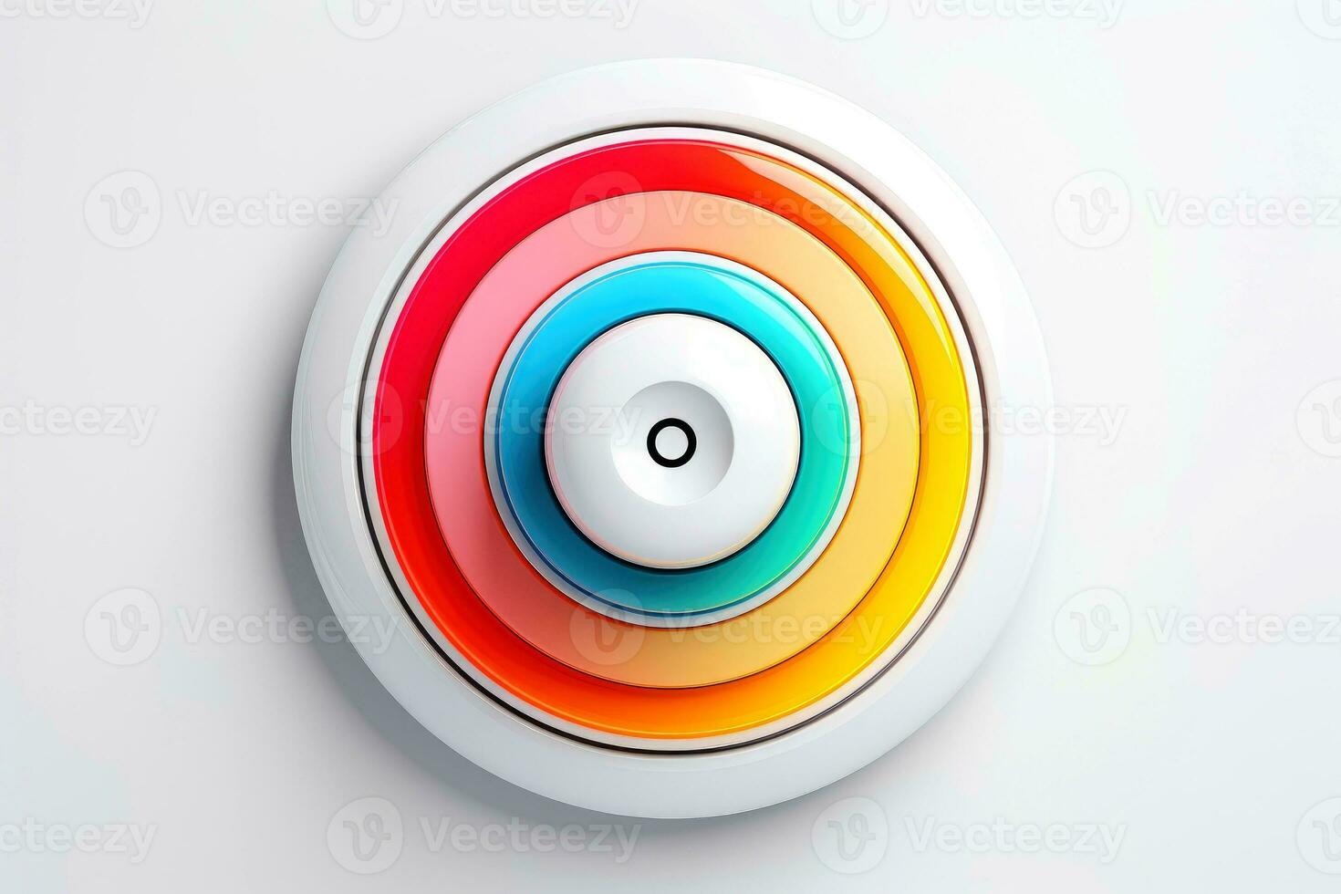 Abstract high tech multicolor button on white background, Generative AI photo