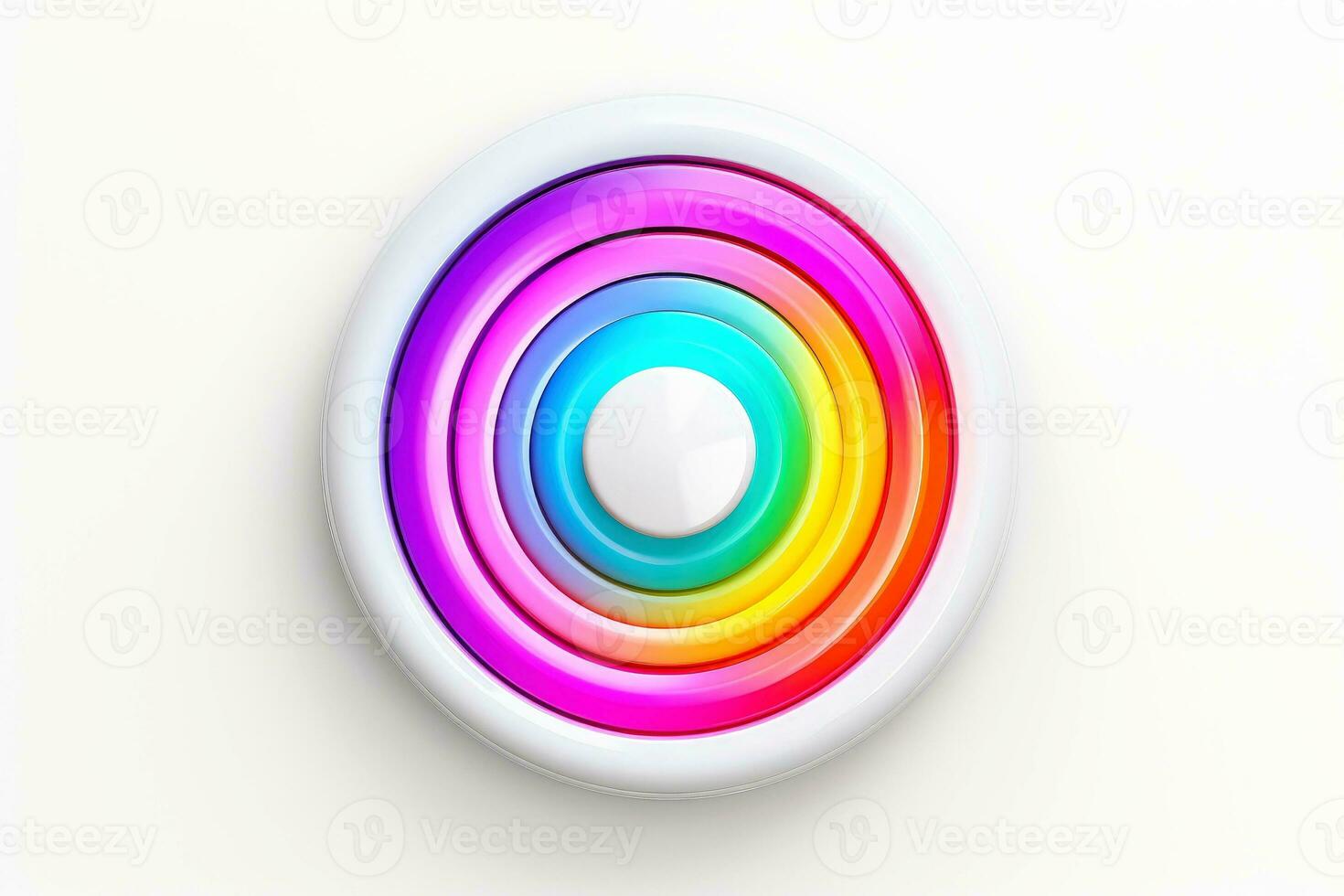 Abstract high tech multicolor button on white background, Generative AI photo