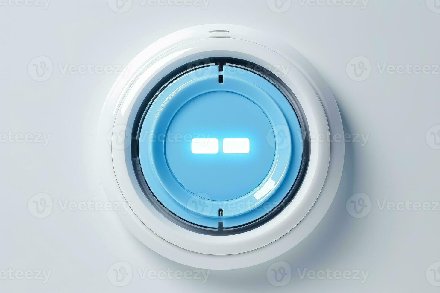 Abstract high tech multicolor button on white background, Generative AI photo