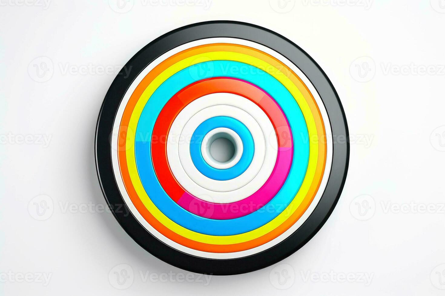 Abstract high tech multicolor button on white background, Generative AI photo