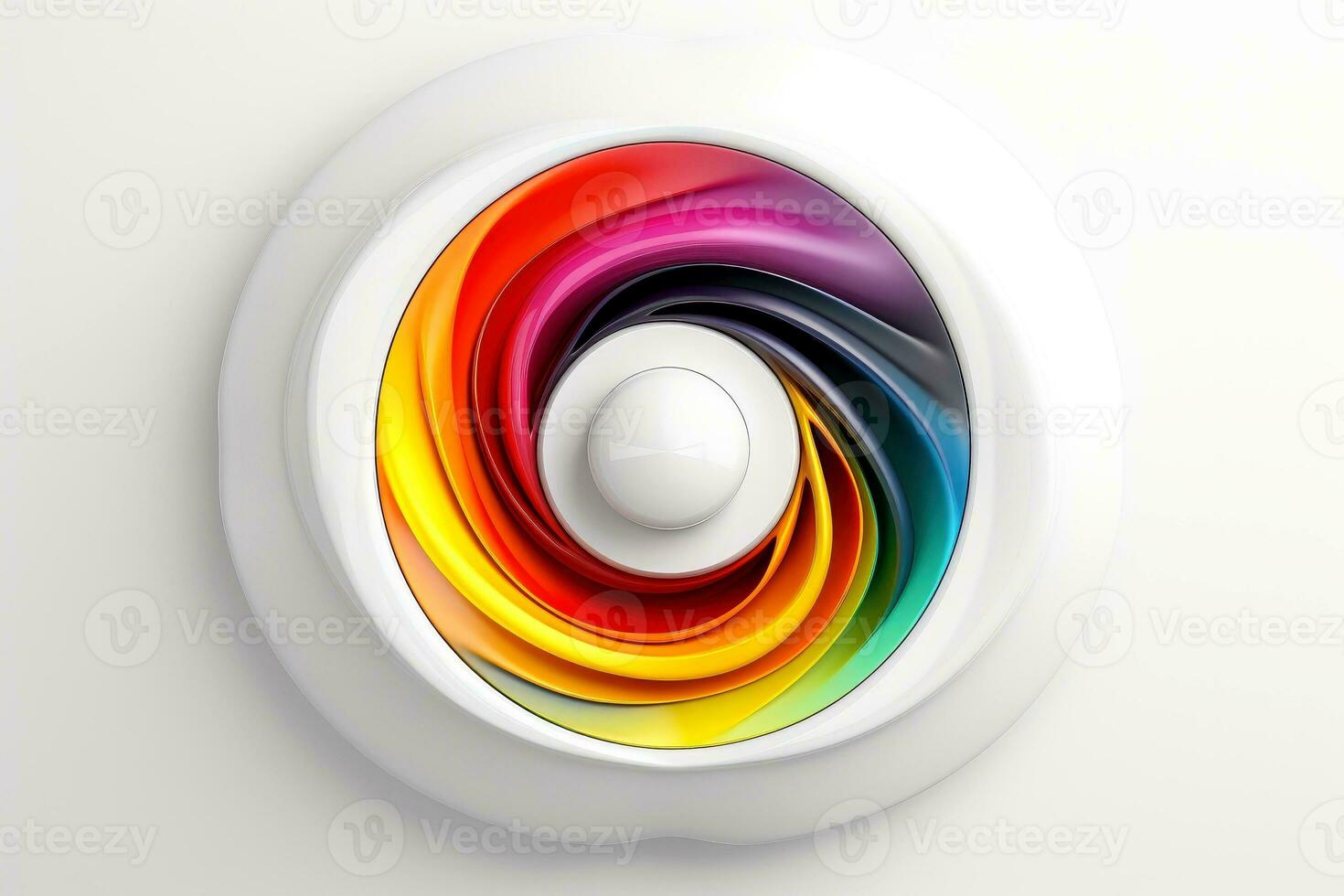 Abstract high tech multicolor button on white background, Generative AI photo