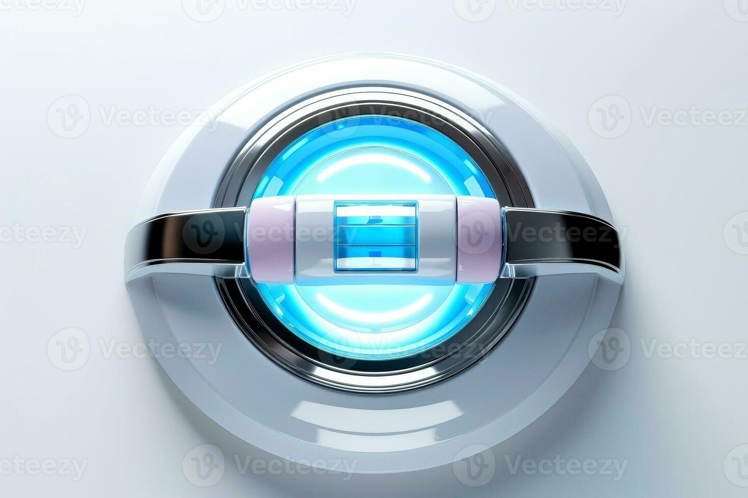 Abstract high tech multicolor button on white background, Generative AI photo