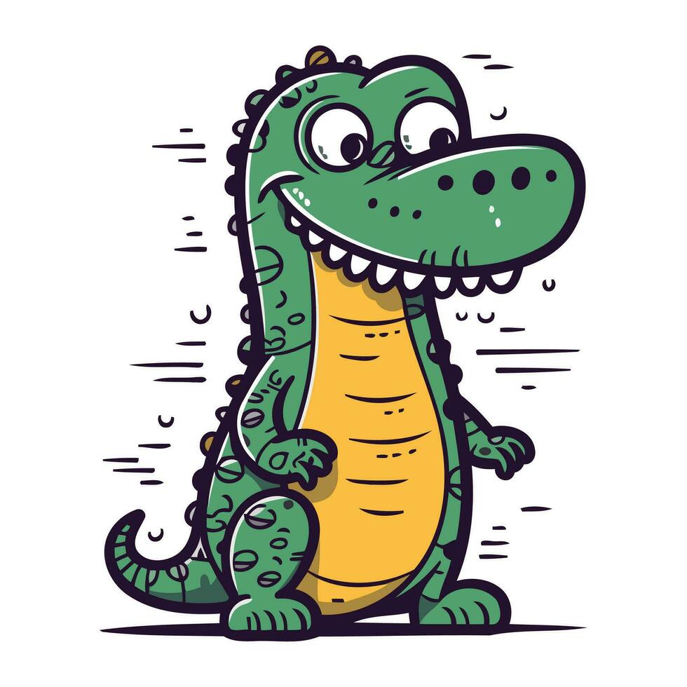 Cartoon crocodile. Vector illustration of a cute crocodile.