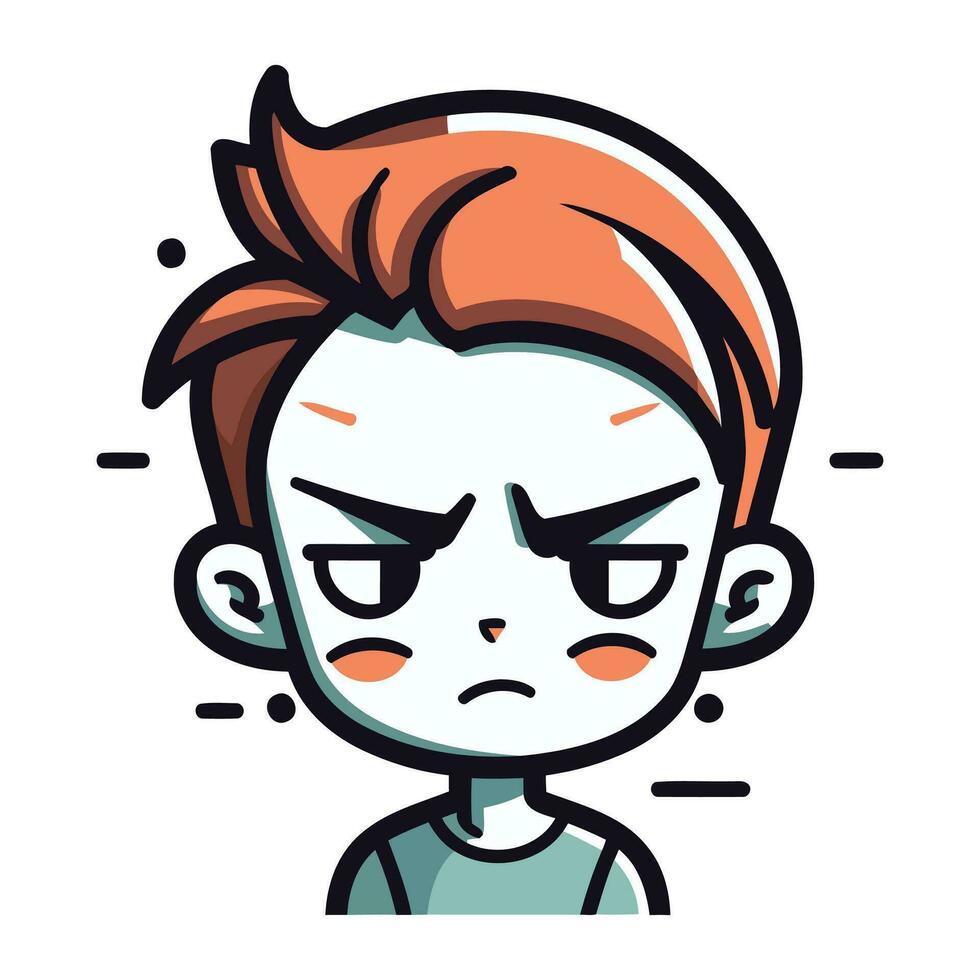 Angry cartoon boy. Vector illustration isolated on a white background.