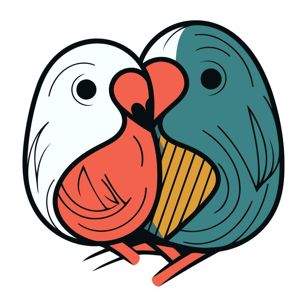 ilustración de un par de linda dibujos animados loros en un blanco antecedentes vector