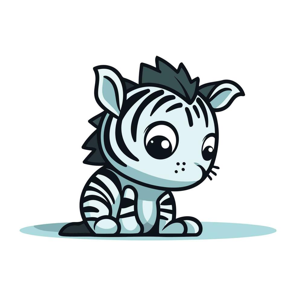 Cute cartoon zebra. Vector illustration isolated on white background.