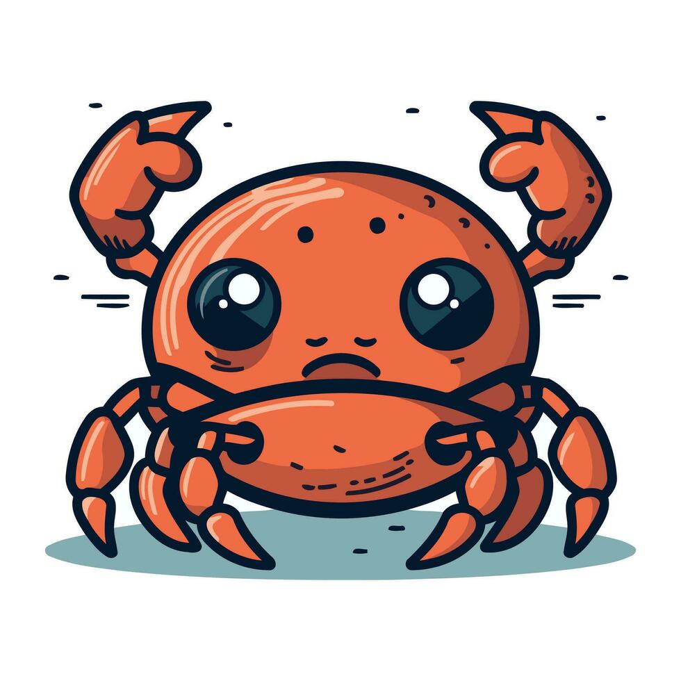Cute cartoon crab. Vector illustration. Isolated on white background.