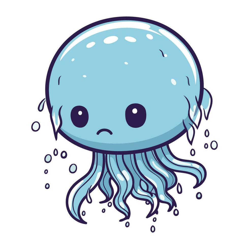 cute jellyfish kawaii cartoon character vector illustration graphic design