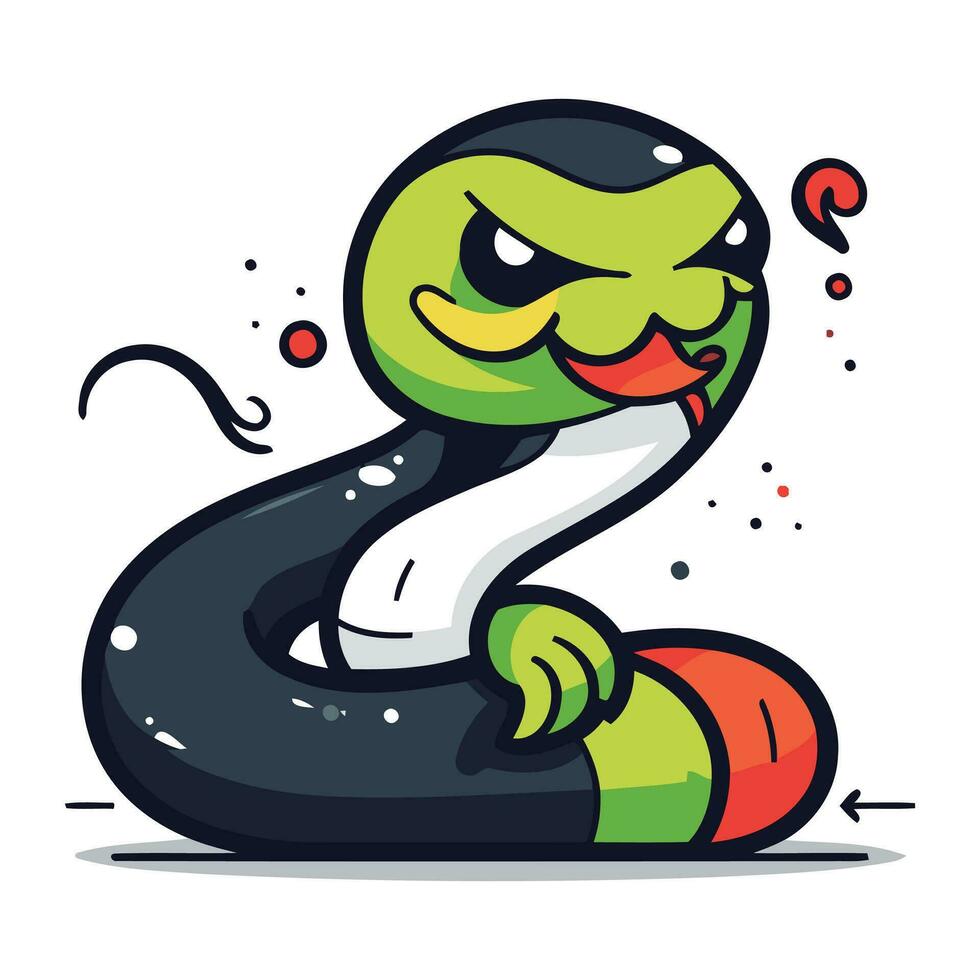 Snake Cartoon Character Vector Illustration. Cute snake mascot. Funny snake.