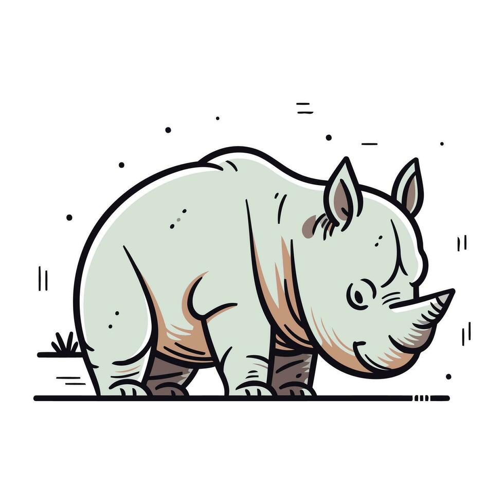 Cute rhinoceros vector illustration isolated on white background.