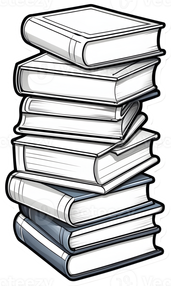 a stack of books clip art png ai generative