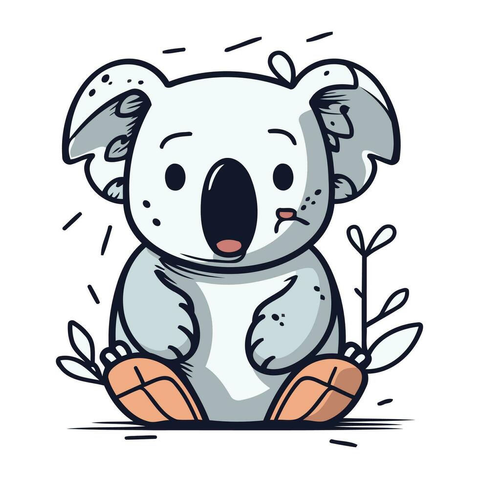 Cute cartoon koala sitting on the ground. Vector illustration. 33242298  Vector Art at Vecteezy