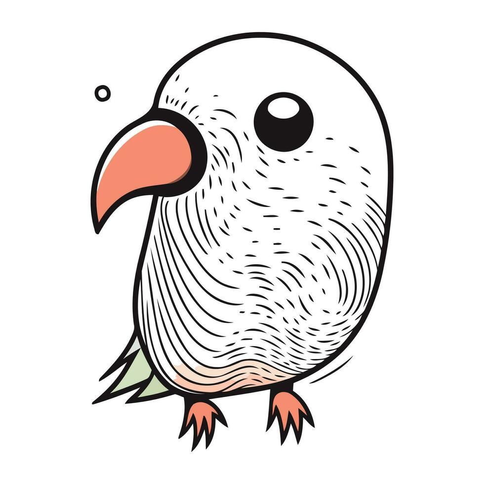 Cute cartoon parrot. Vector illustration. Isolated on white background.