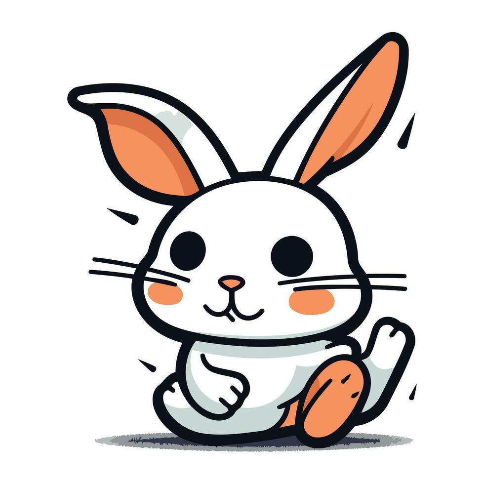 Cute cartoon bunny. Vector illustration. Isolated on white background.