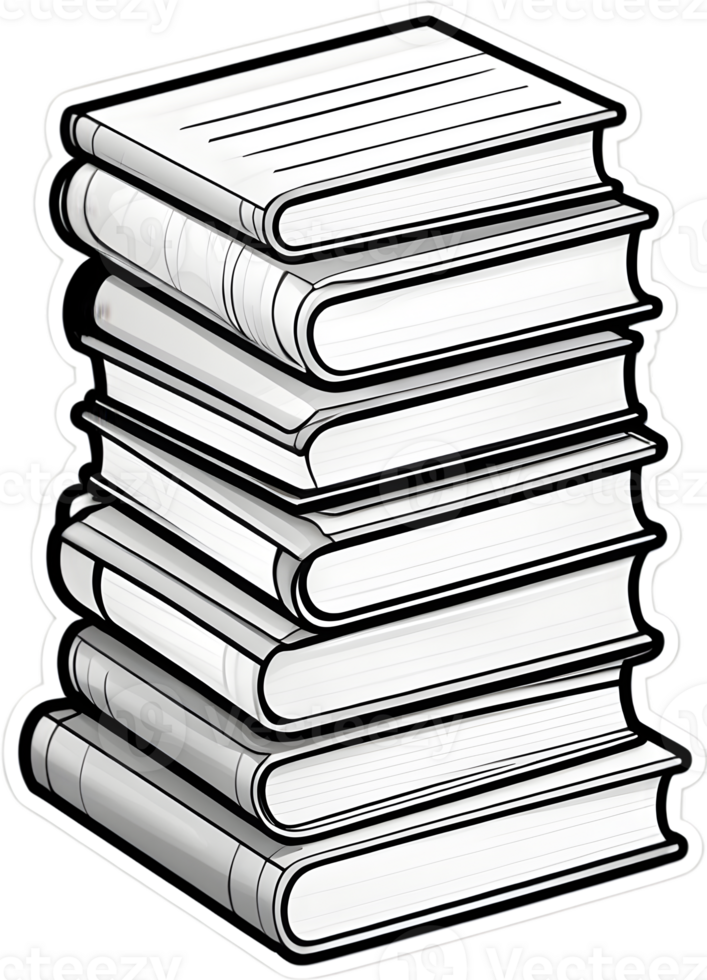 a stack of books clip art png ai generative