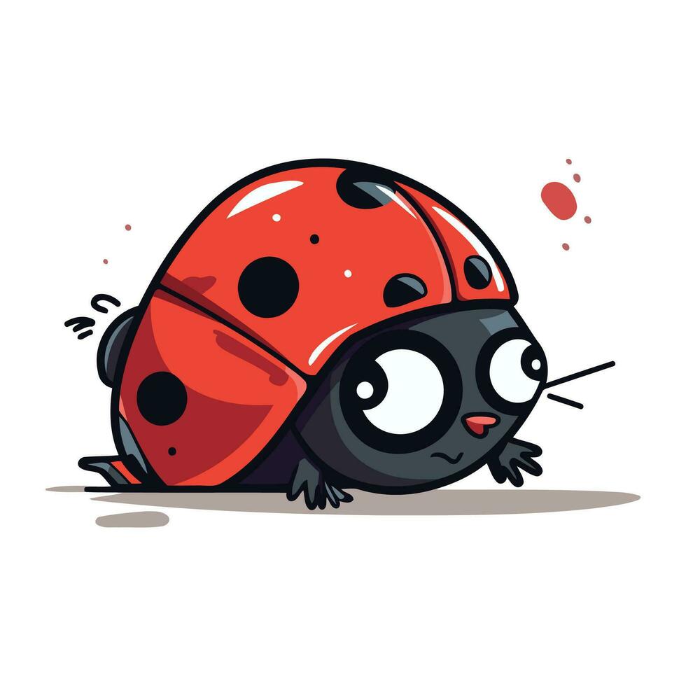 Cute cartoon ladybug. Vector illustration isolated on white background.