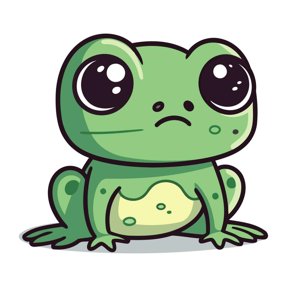 Cute cartoon frog isolated on a white background. Vector illustration.