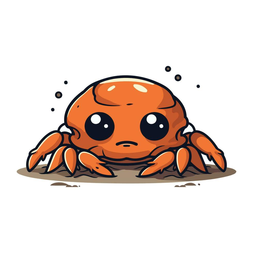 Cute cartoon crab. Vector illustration isolated on a white background.