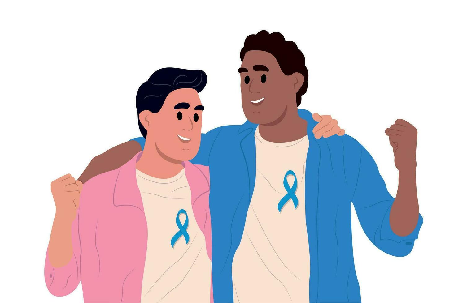 cinta de concientización sobre el cáncer de próstata con. un hombre y un símbolo de la salud de los hombres. ilustración vectorial plana vector