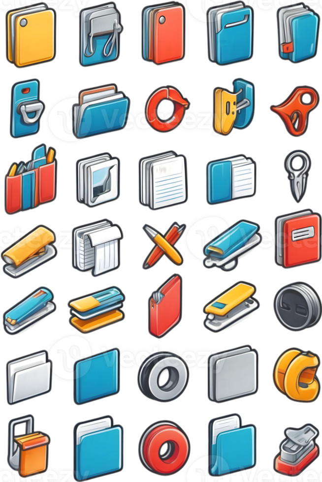 appunti icone impostare, cartone animato stile appunti icone impostare, appunti icone impostare, appunti ai generativo png