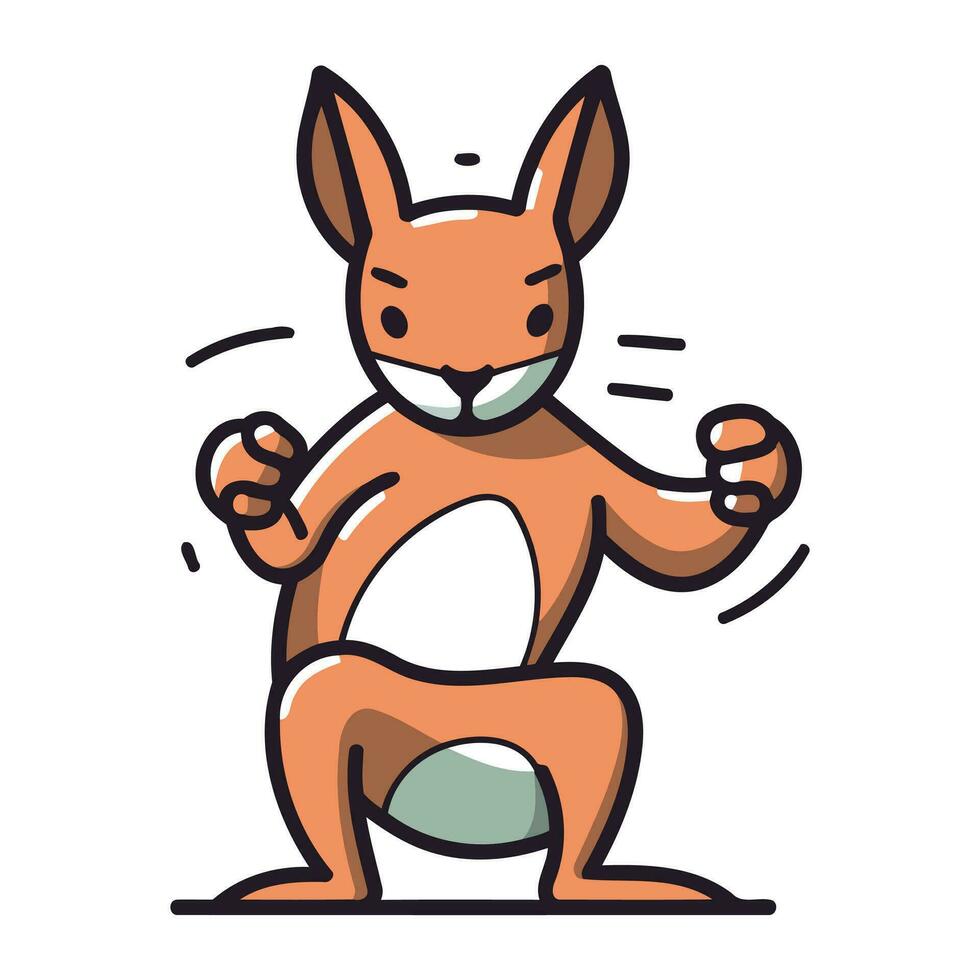 Funny kangaroo. Vector illustration in a flat style.