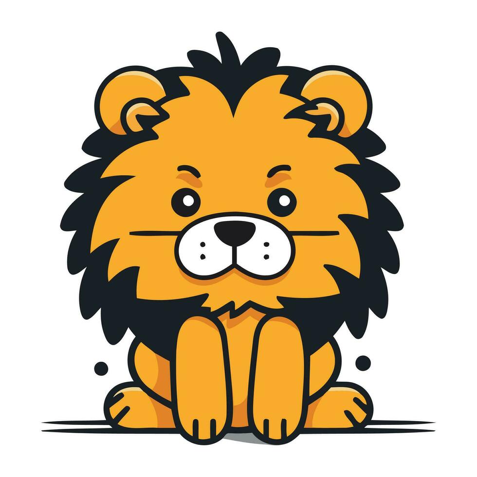 Cute Lion Sitting Cartoon Mascot Character Vector Illustration.