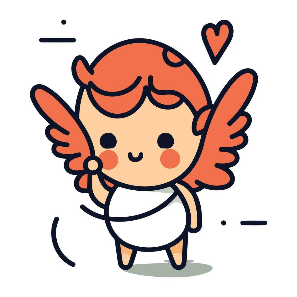 Cupid cartoon character design. Vector illustration. Cupid in love.