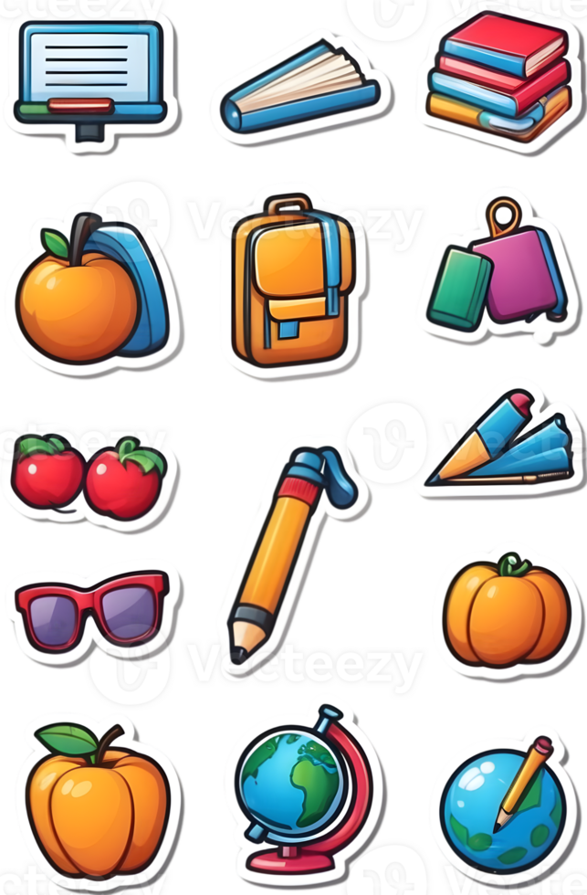 school bus icon set, set of school bus icons, school bus icons, school bus icons, ai generative png