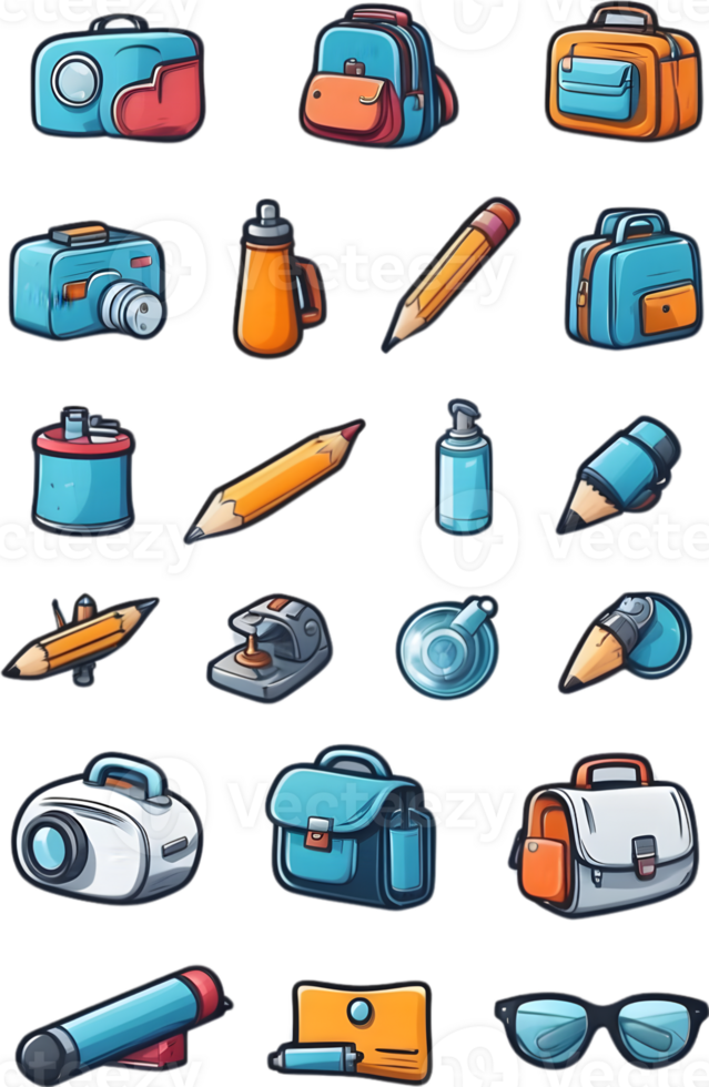 school bus clipart set ai generative png