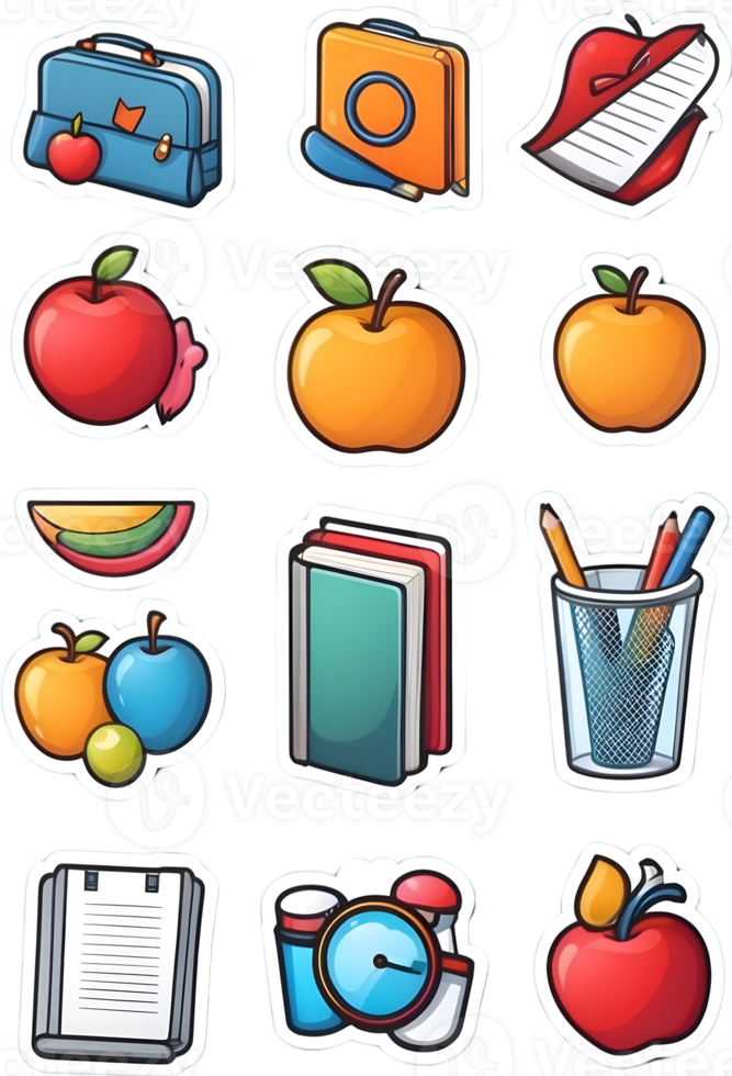 school bus icon set, set of school bus icons, school bus icons, school bus icons, ai generative png