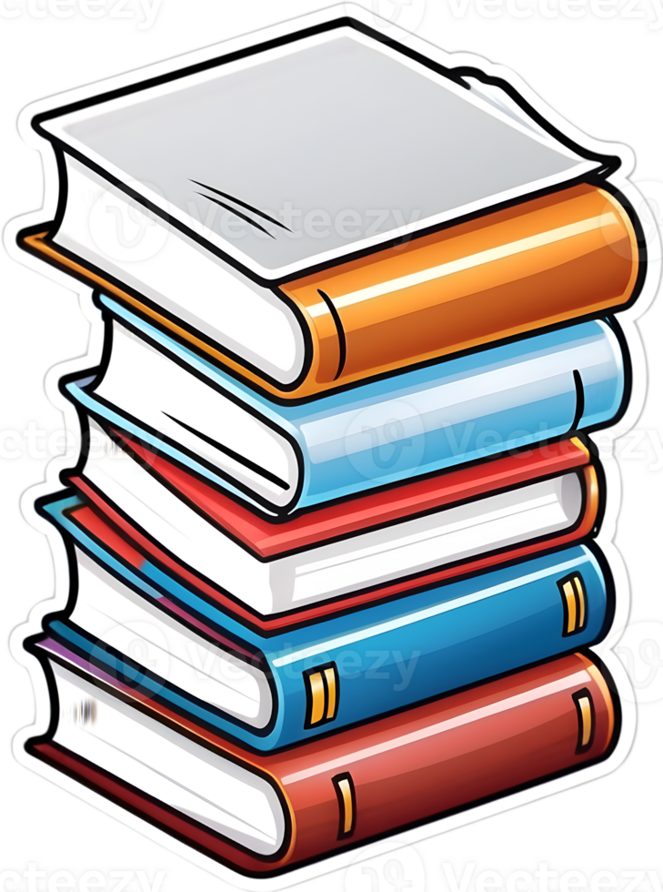 a stack of books on a transparent background ai generative png