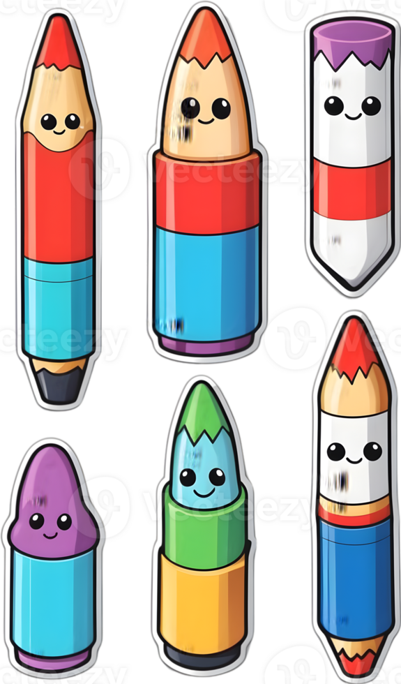 cartoon pencil with happy face and smiling eyes ai generative png