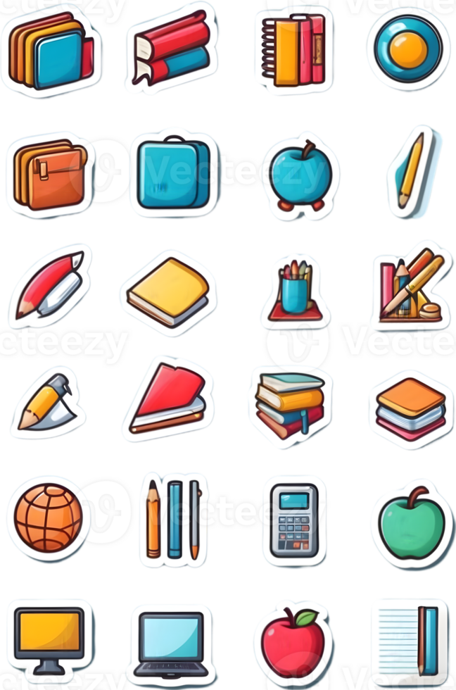 school bus icon set, set of school bus icons, school bus icons, school bus icons, ai generative png