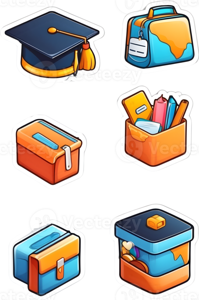 office supplies icon set, illustration ai generative png