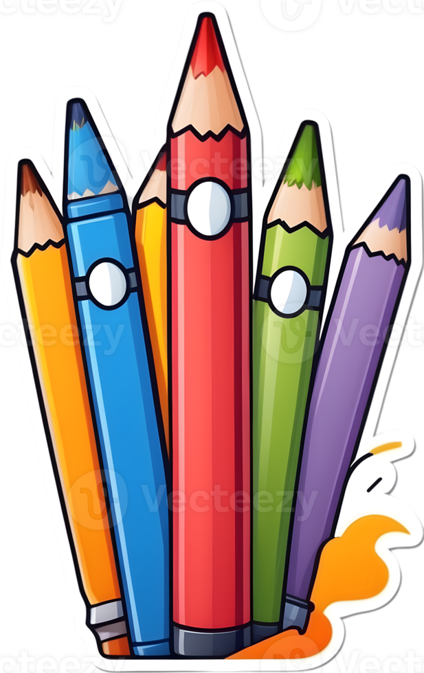 color pencils sticker, png, transparent background ai generative png