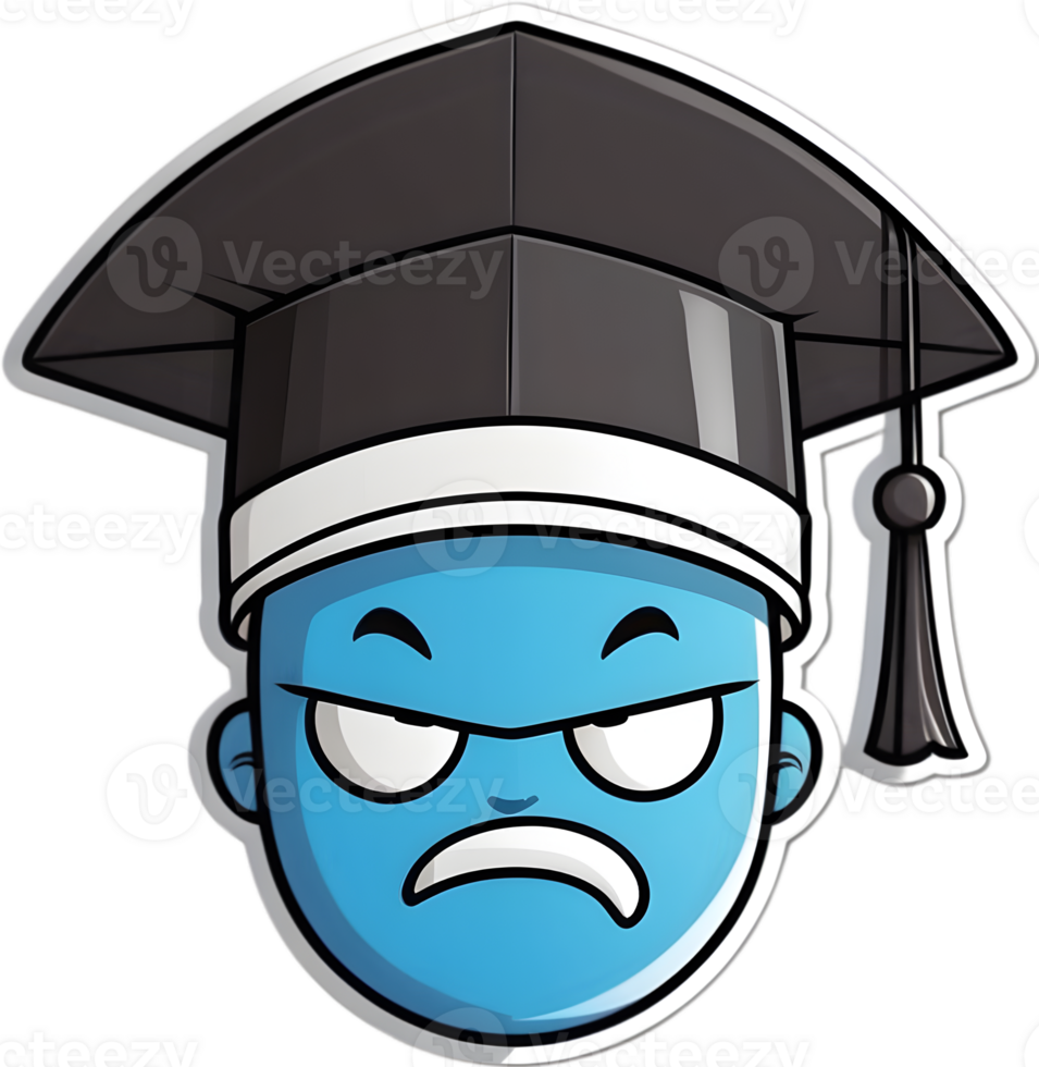 a cartoon blue man wearing a graduation cap ai generative png