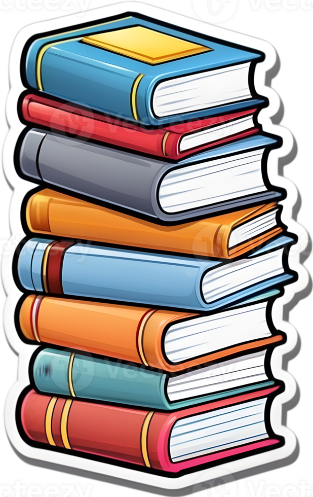 a stack of books clip art png ai generative