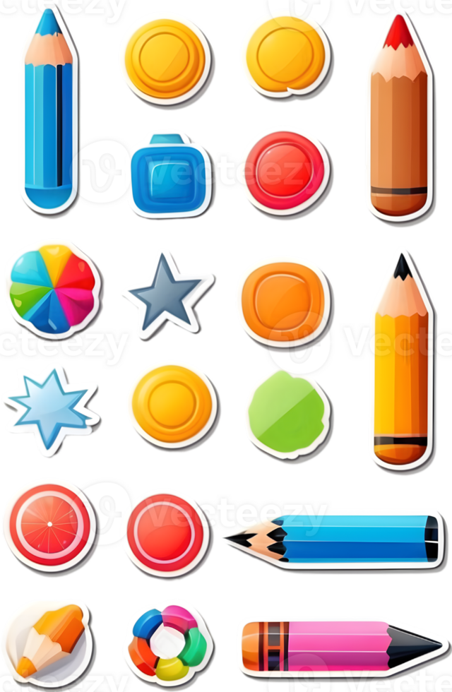 a collection of colored pencils and pens on a transparent background ai generative png