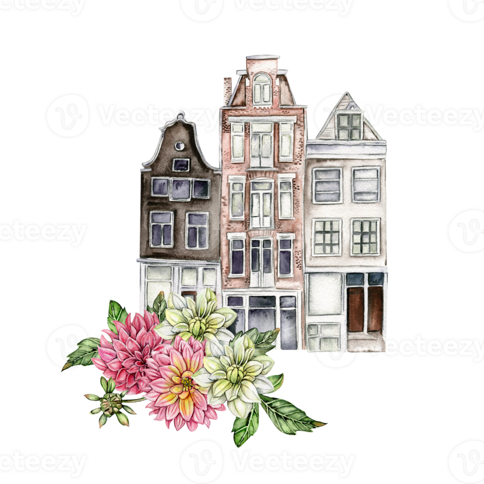 waterverf dahlia bloemen samenstelling. png