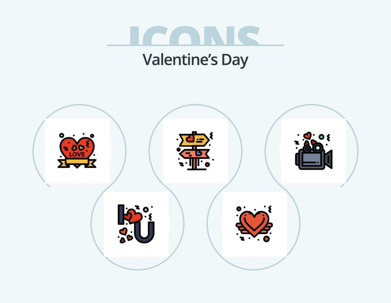 Valentines Day Line Filled Icon Pack 5 Icon Design. dating. memory. love sign. love. special vector