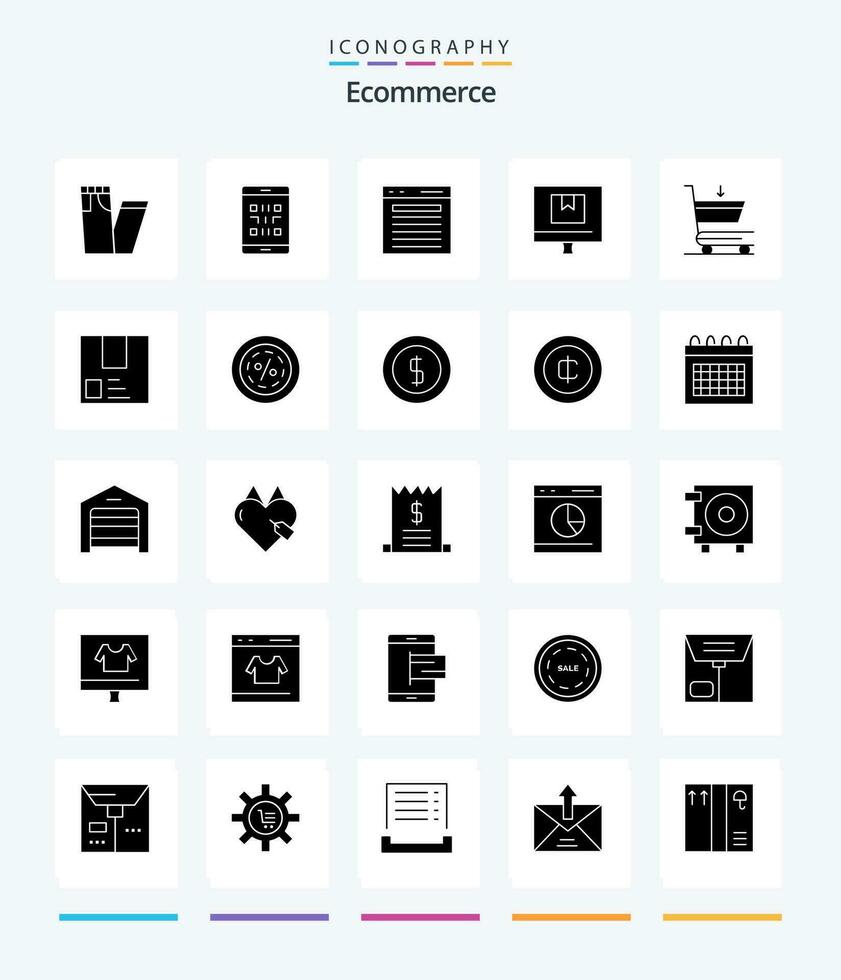 Creative Ecommerce 25 Glyph Solid Black icon pack  Such As online. delivery. add. commerce. website vector