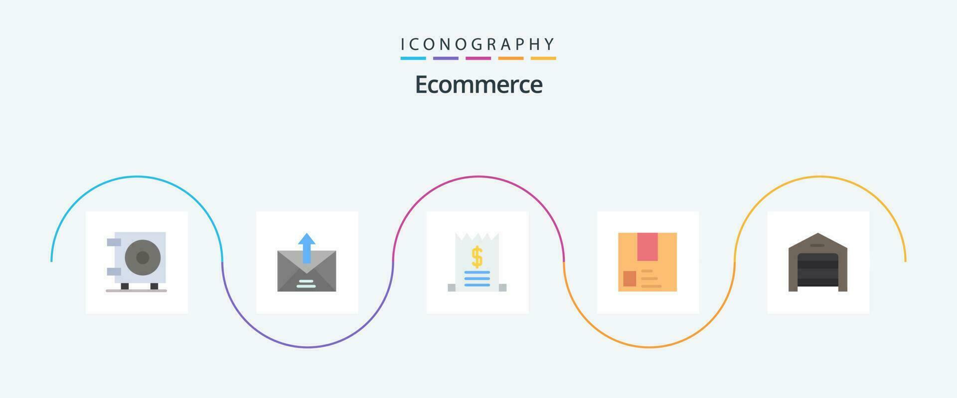 comercio electrónico plano 5 5 icono paquete incluso cochera. envío. comercio. producto. comercio electrónico vector