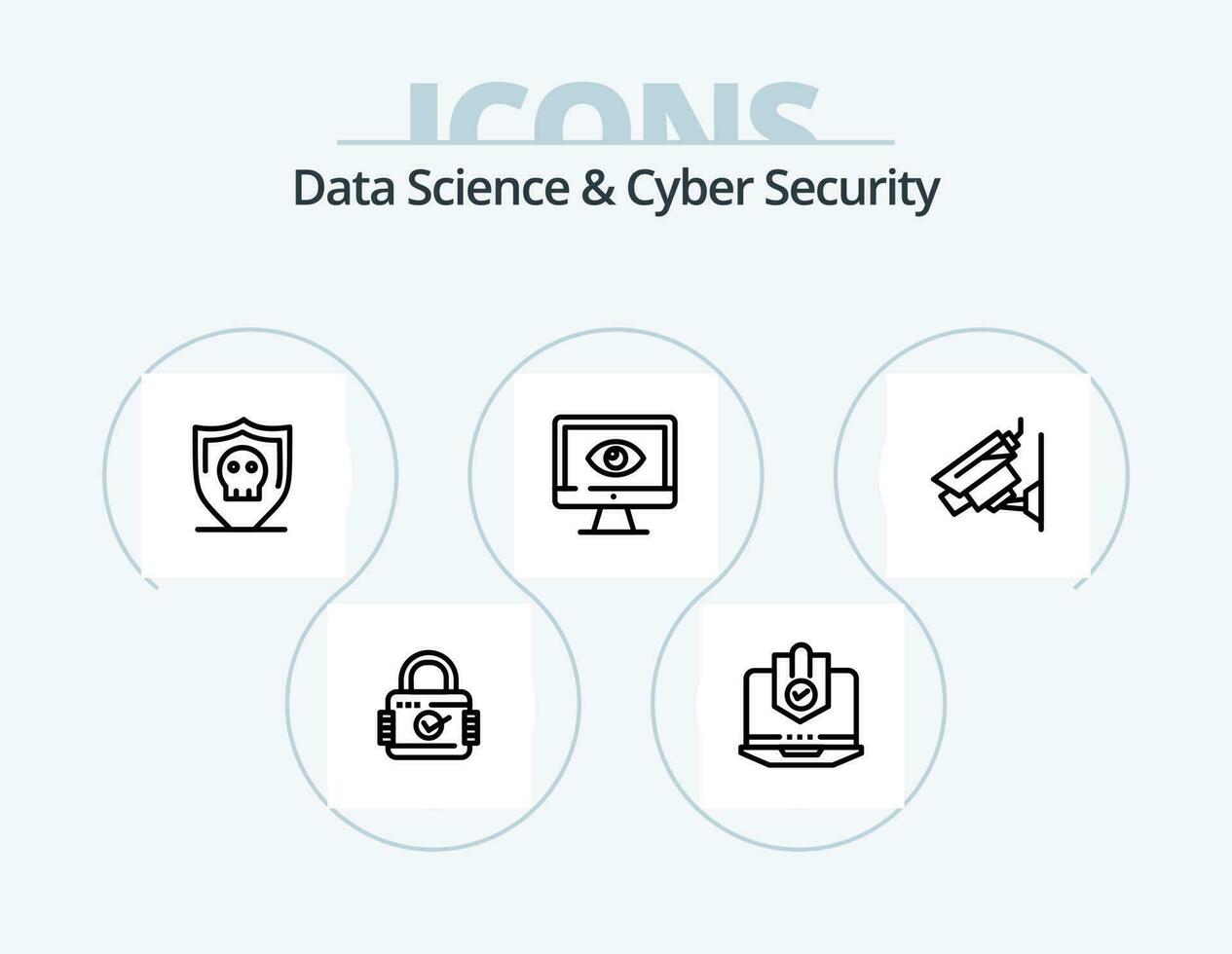 Data Science And Cyber Security Line Icon Pack 5 Icon Design. e-mail. cam. ddos. secure. camera vector