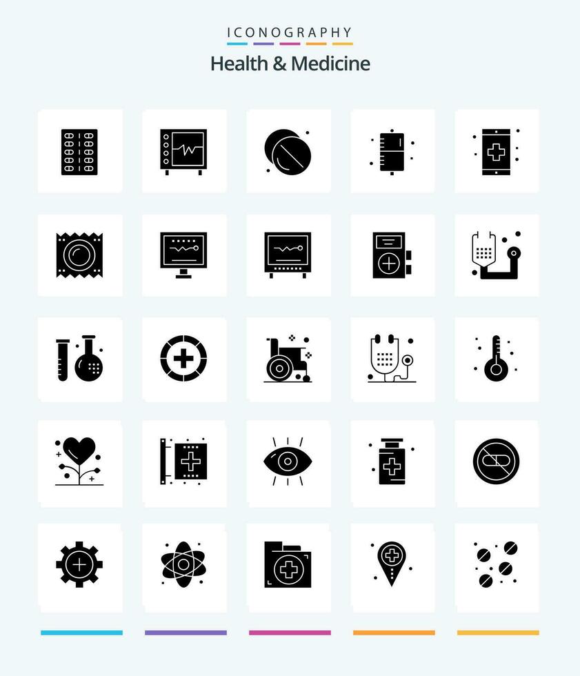 Creative Health  Medicine 25 Glyph Solid Black icon pack  Such As fitness. disease. medical. medicine. hospital vector