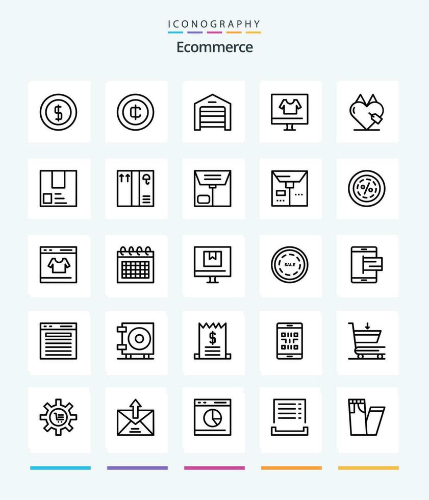Creative Ecommerce 25 OutLine icon pack  Such As deliver. ecommerce. apparel. e-commerce. shirt vector